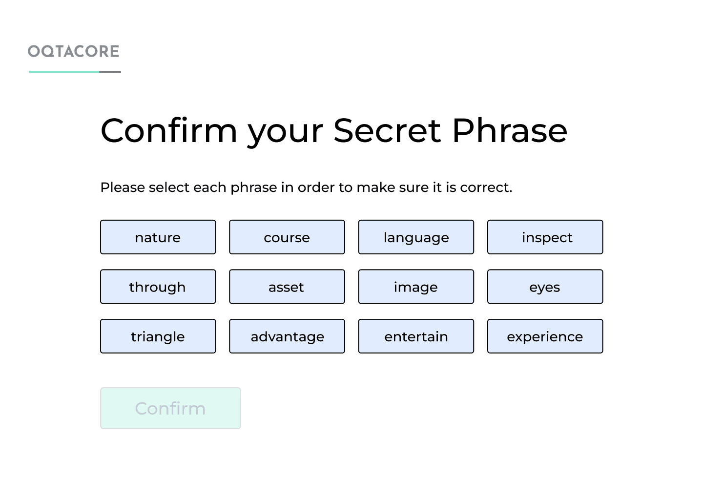 Selecting each phrase to confirm your own sect phrase